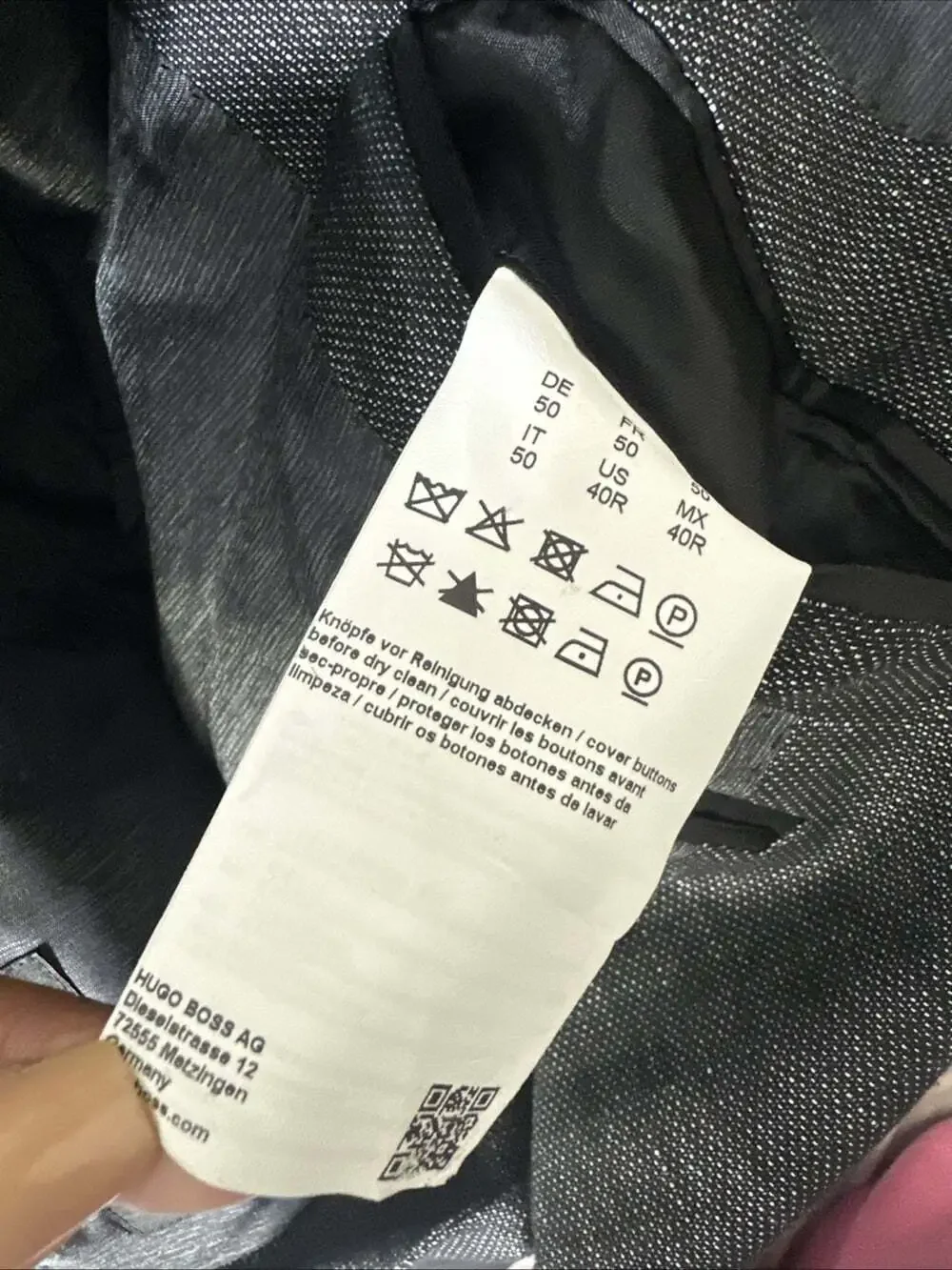 Hugo Boss Men’s Blazer 40R Black Cotton Linen Sport Coat Two Button
